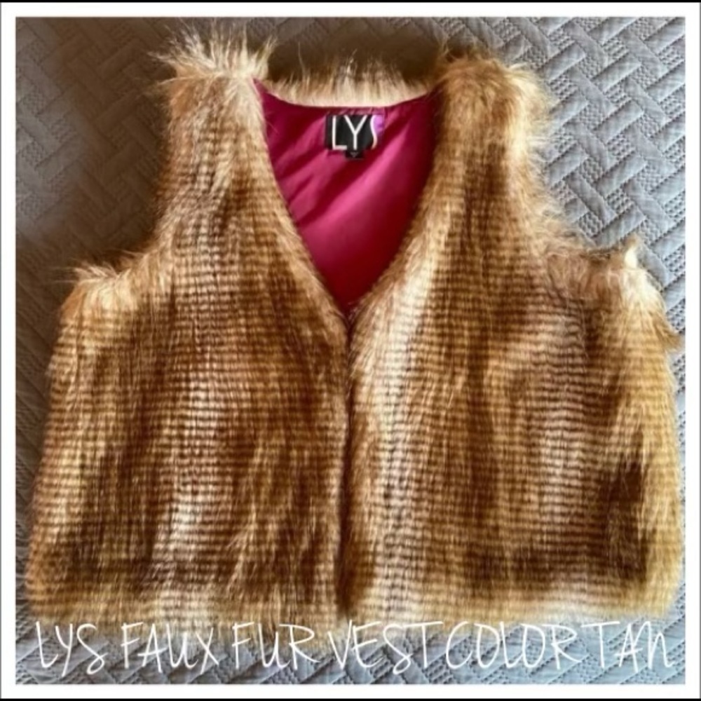 LYS FAUX FUR VEST COLOR TAN SIZE 2X